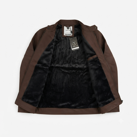 Jacket Impermeable Cuerina Touch & Go - Cafe KCN46