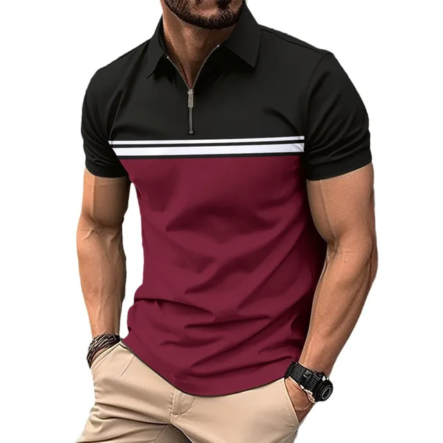 Camisa Zipper Tipo Polo - S003/Negro-Vino