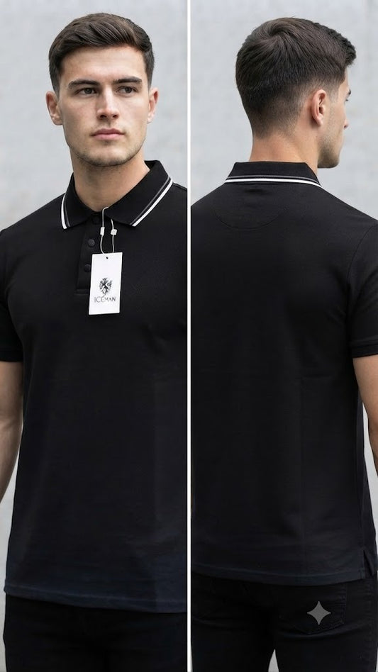 Camisa tipo polo marca Ice Man/ Negro NK15