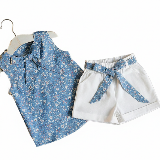 Conjunto para niña Floral / RA43 Short Blanco