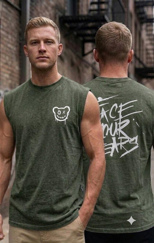 Camisa Casual sin mangas para Caballero Oversize /Verde NK13