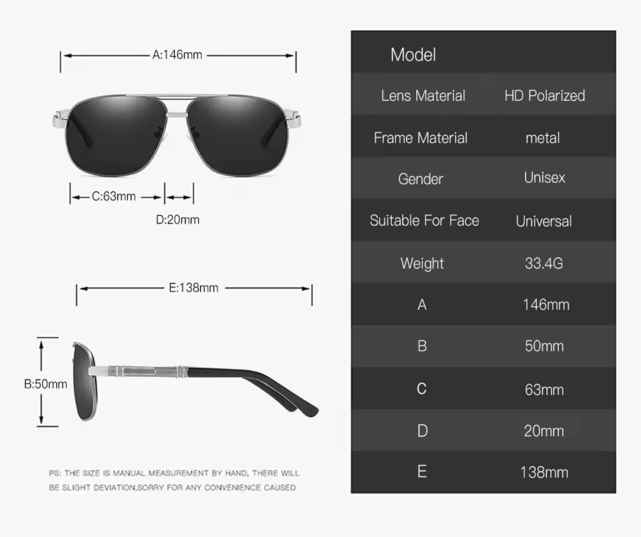 Lentes de Sol 2025  / Negro-Dorado C94