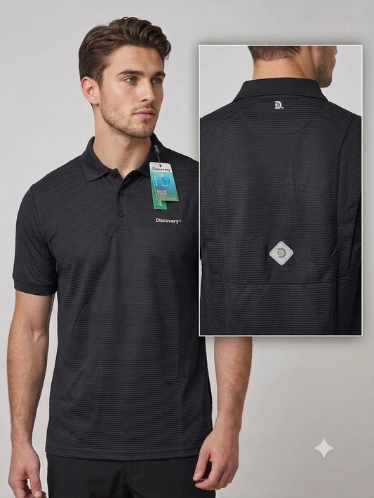 Camisa Tipo Polo Marca Discovery - Gris negro NK10
