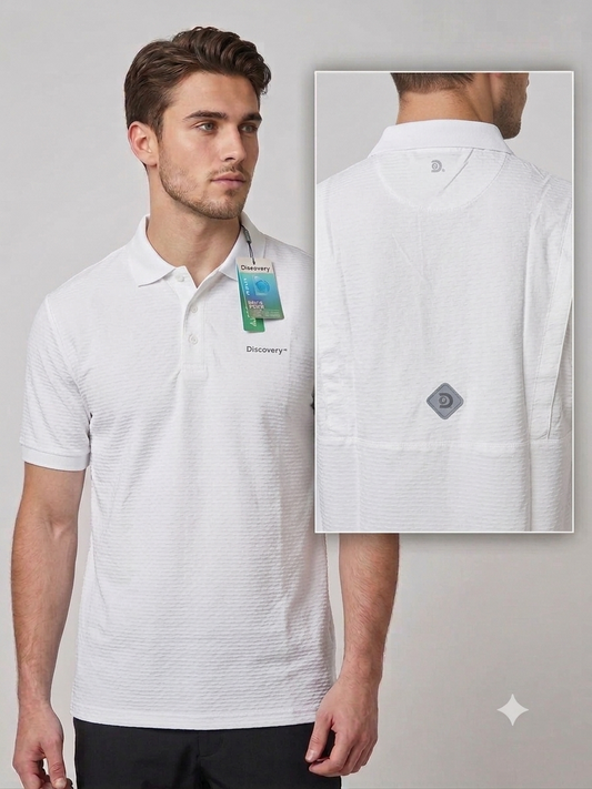 Camisa Tipo Polo Marca Discovery - Blanco NK10