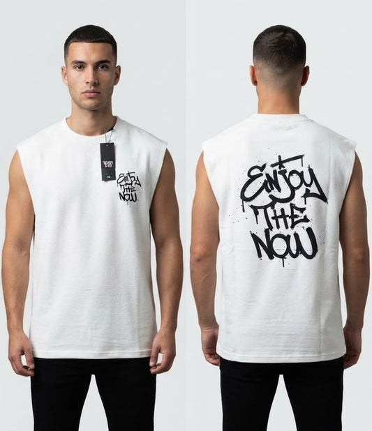 Camisa Casual sin mangas para Caballero Oversize / Blanco NK12