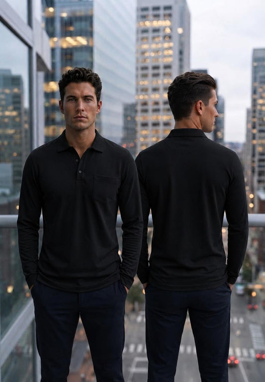 Camisa Manga larga tipo polo. Marca Touch & Go. / Negro NK18