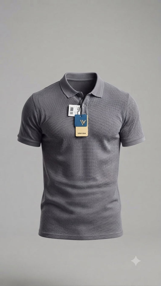 Camisa tipo polo Alto relieve Marca Interview - Gris NK21