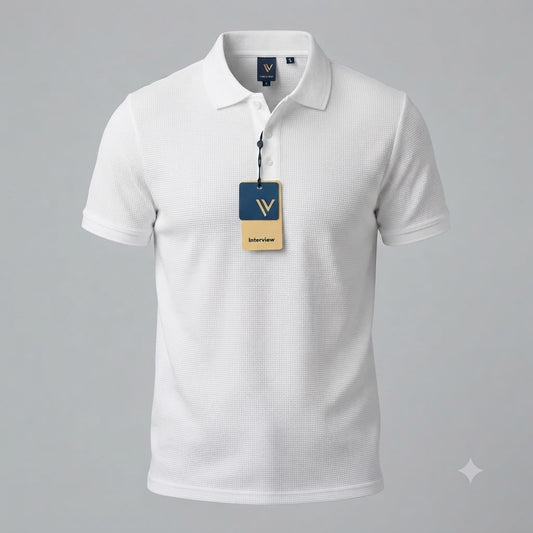 Camisa tipo polo Alto relieve Marca Interview - Blanco NK21
