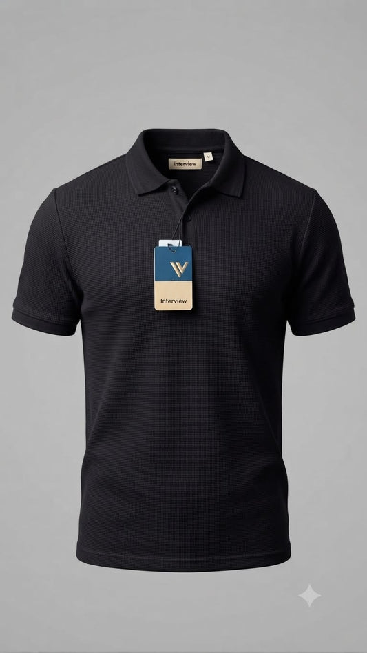 Camisa tipo polo Alto relieve Marca Interview - Negro NK21