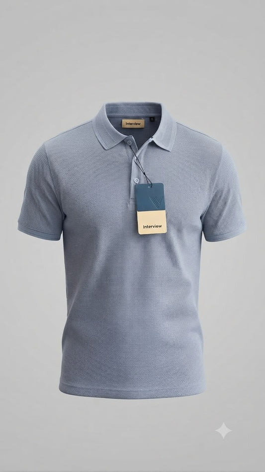 Camisa tipo polo Alto relieve Marca Interview - Azul NK21