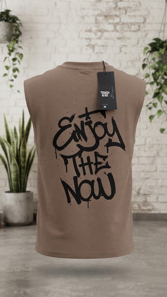 Camisa Casual sin mangas para Caballero Oversize /Beige NK12