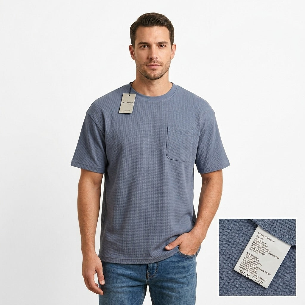 Camiseta Over Size Marca Interview - Azul NK19