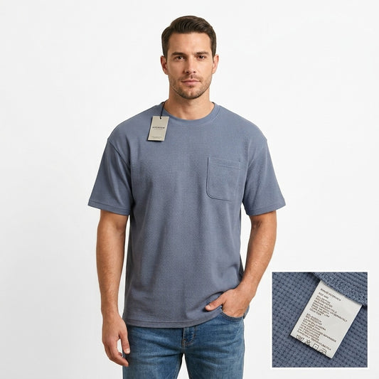 Camiseta Over Size Marca Interview - Azul NK19