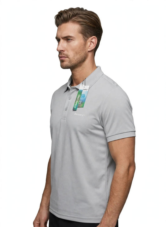 Camisa Tipo Polo Marca Discovery - Gris ,Silver NK39