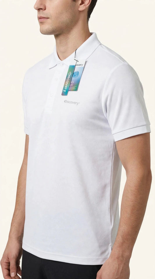 Camisa Tipo Polo Marca Discovery - Blanco NK39