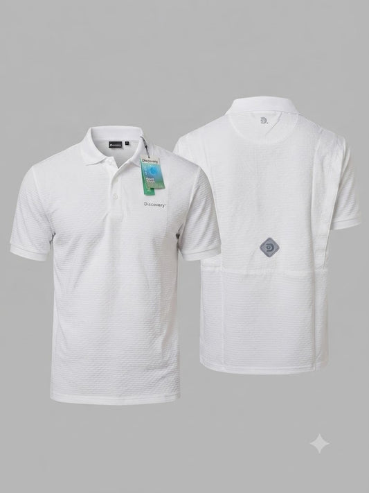 Camisa Tipo Polo Marca Discovery - Blanco NK10