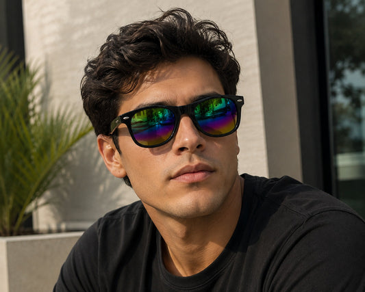 Lentes para el Sol. para caballero - Negro-Lente Multicolor C188