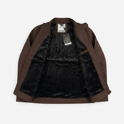 Jacket Impermeable Cuerina Touch & Go - Cafe KCN46