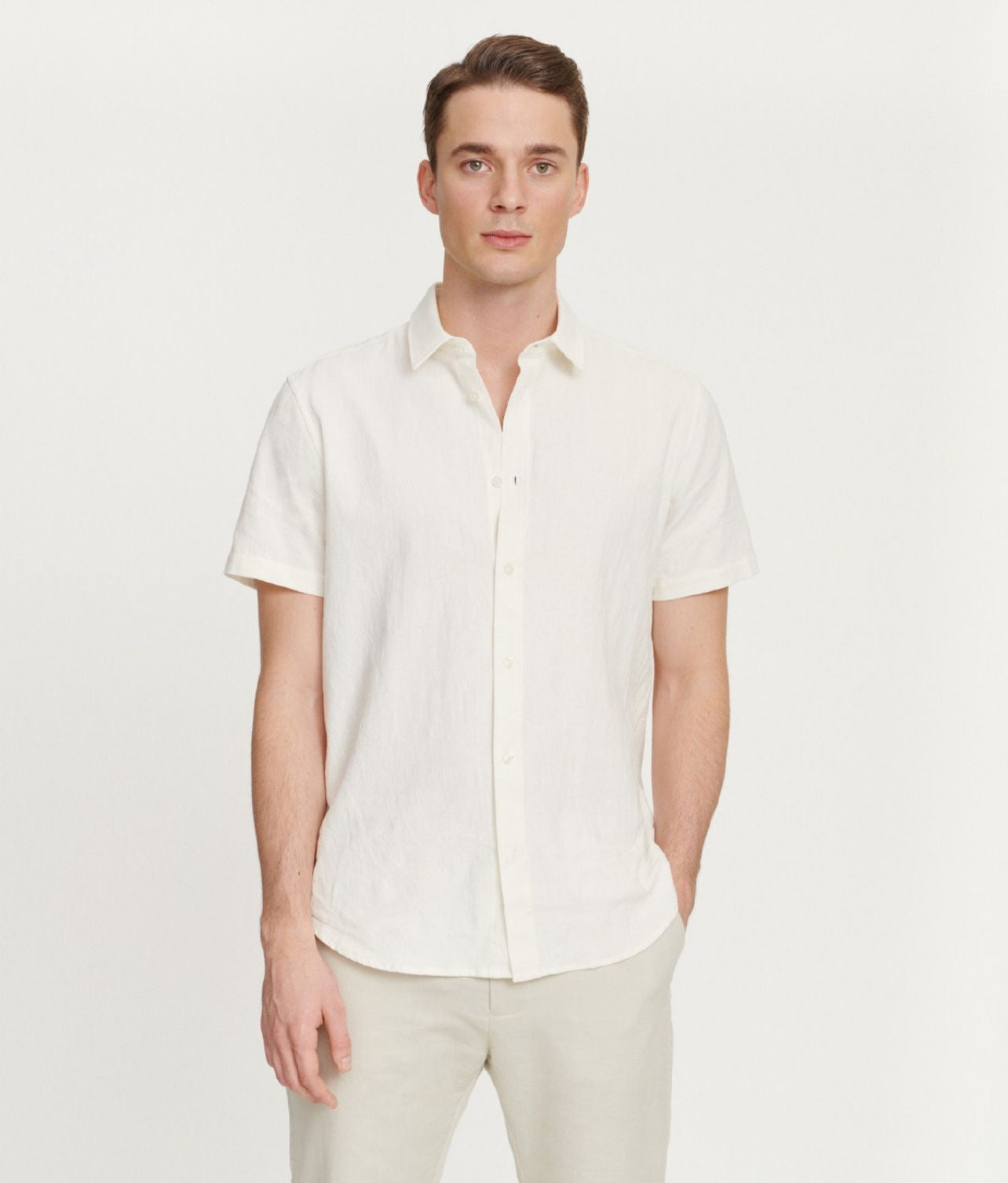 Camisa Tipo Polo Denim & Flower-Crema US74