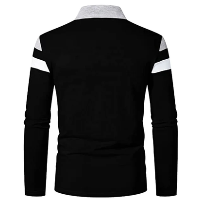 Camisa Manga Larga Tipo Polo Negra N04