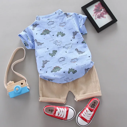 Conjunto para bebe /  B87 Dino-Azul