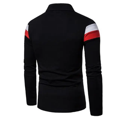 Camisa Manga Larga Tipo Polo /Negra-Roja N07