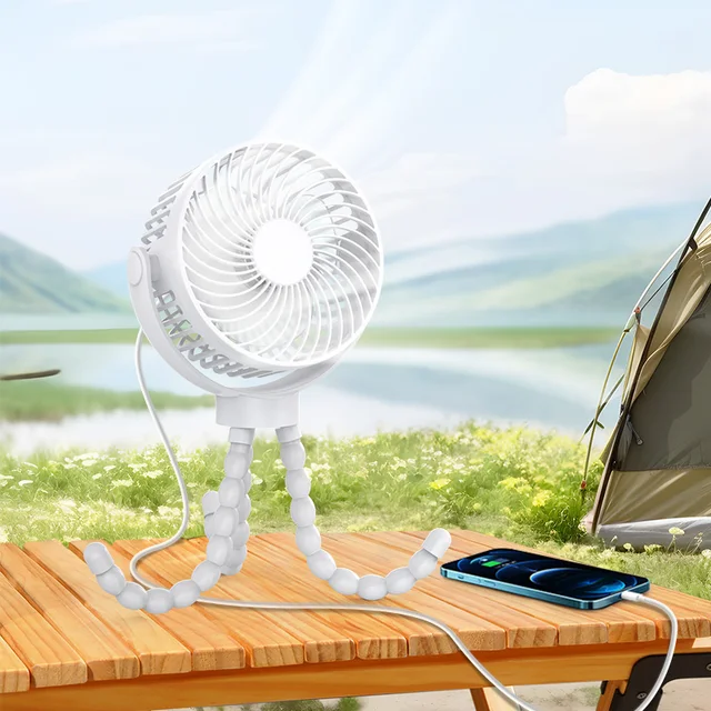 Ventilador Tripode Recargable/ Blanco RS04