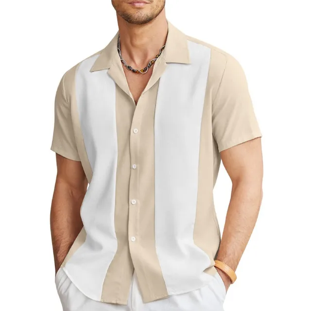 Camisa Casual / Beige-Blanco S2