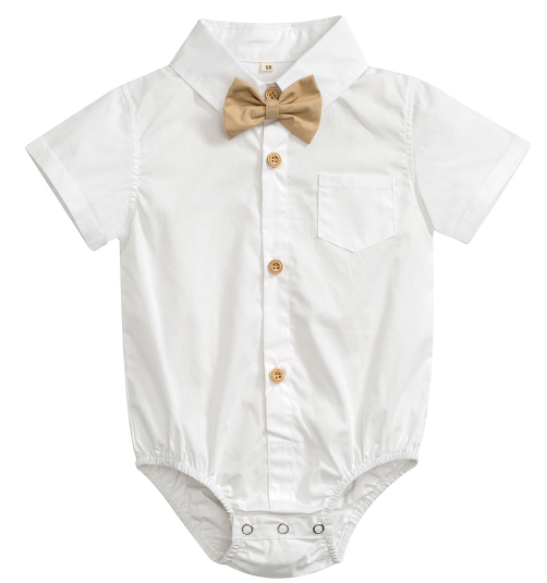 Mameluco para bebe /  B90-Blanco-Dorado