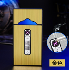 Caja para Cigarrillos y Encendedor Electrico/ Dorado IM16