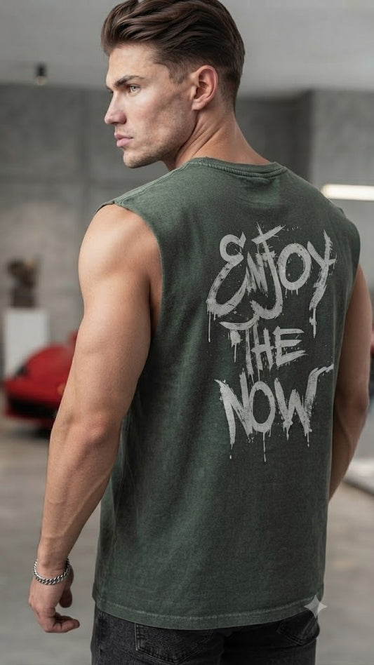 Camisa Casual sin mangas para Caballero Oversize /Verde NK12
