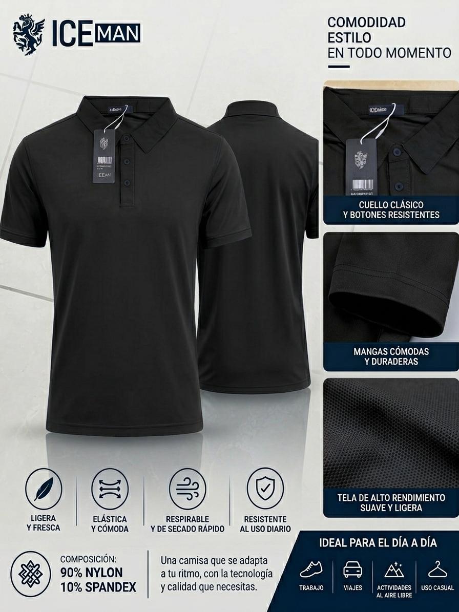 Camisa Ice Man Tipo polo Premium NK36 Negro