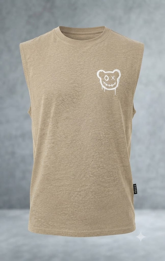 Camisa Casual sin mangas para Caballero Oversize/Beige NK13