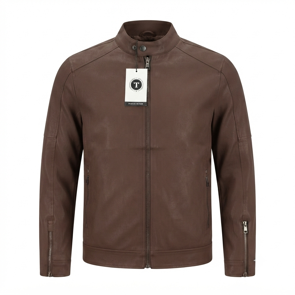 Jacket Impermeable Cuerina Touch & Go - Cafe KCN46