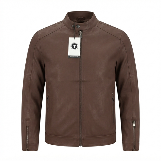 Jacket Impermeable Cuerina Touch & Go - Cafe KCN46