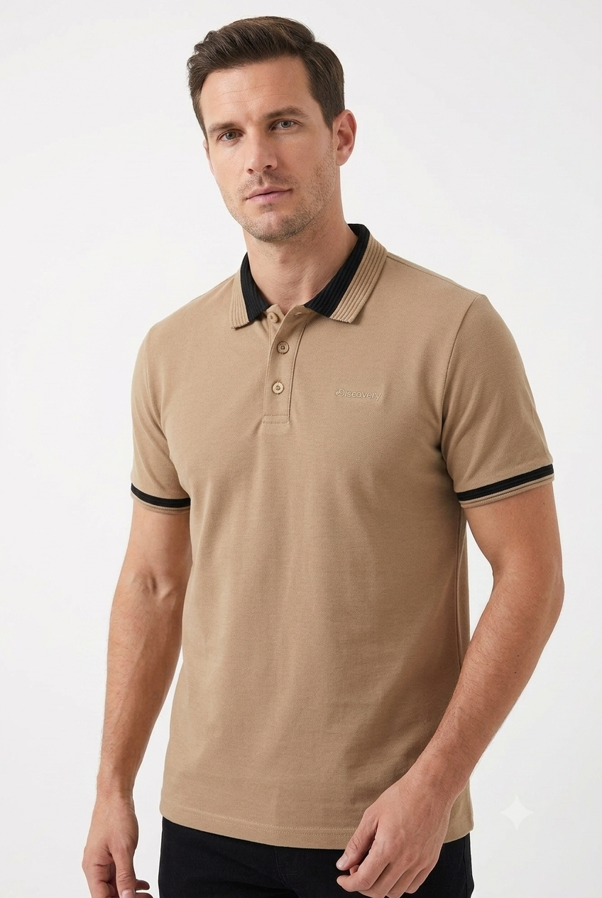 Camiseta Discovery para Caballero Tipo Polo - Cafe KCN67
