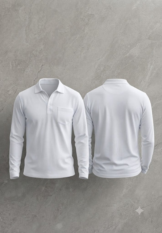 Camisa Manga larga  tipo polo. Marca Touch & Go. / Blanco NK18