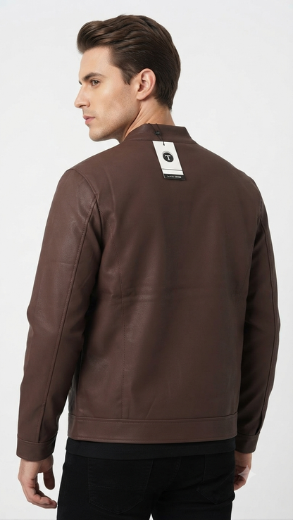 Jacket Impermeable Cuerina Touch & Go - Cafe KCN46