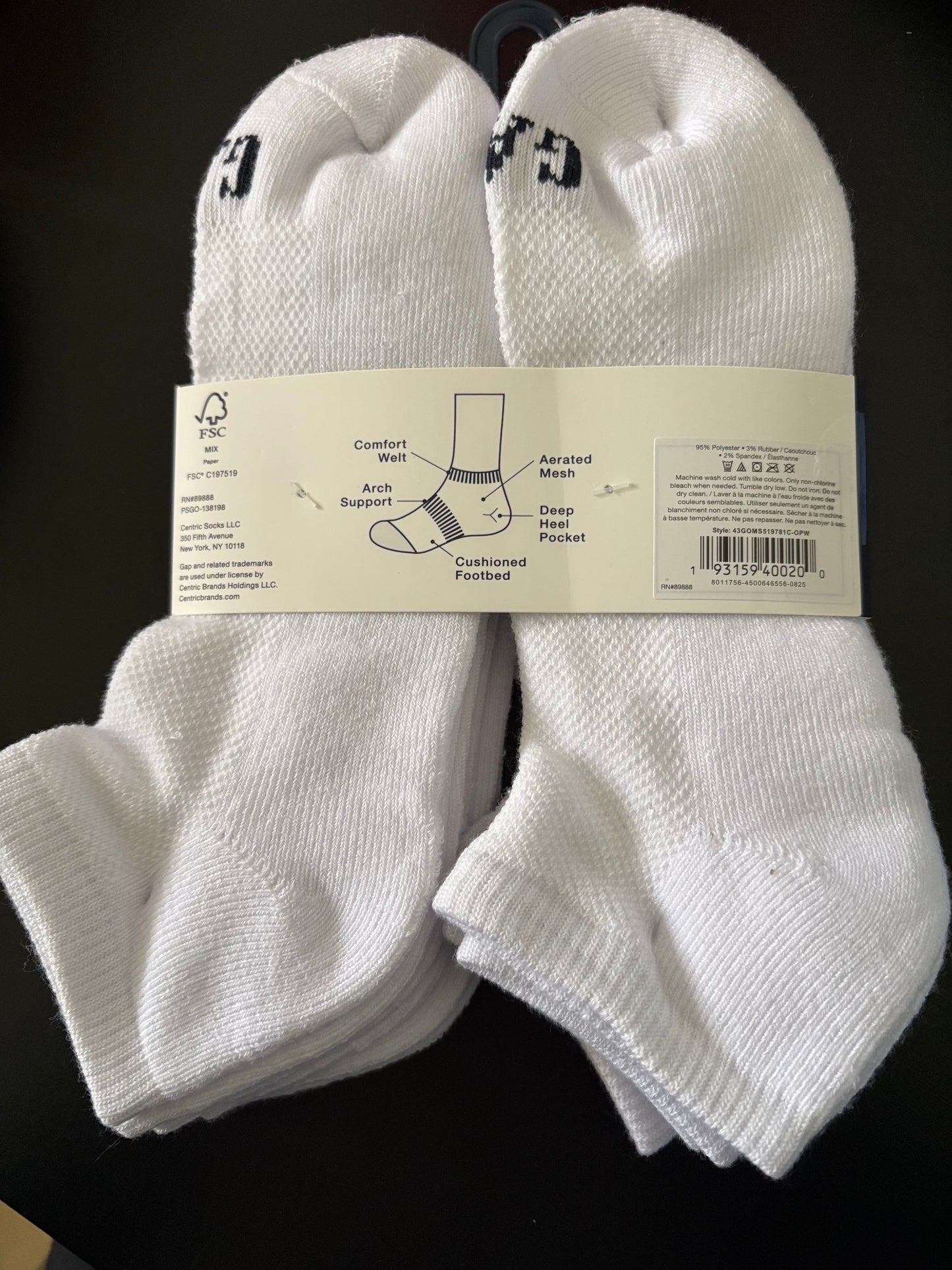 6 Pack Calcetas GAP-Gull Blanco US35