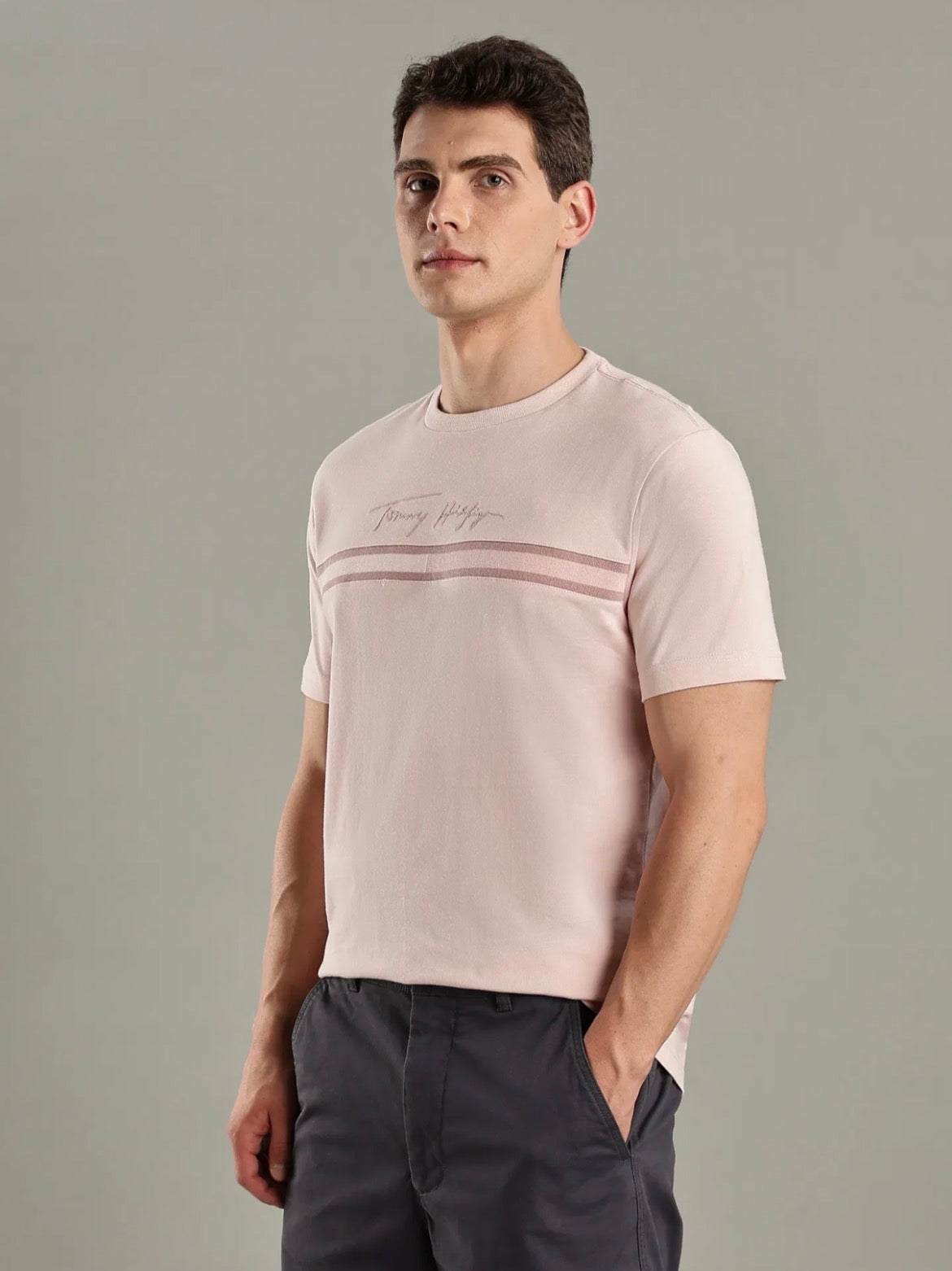 Camiseta Tommy Hilfiger-Rosa con Franja US48
