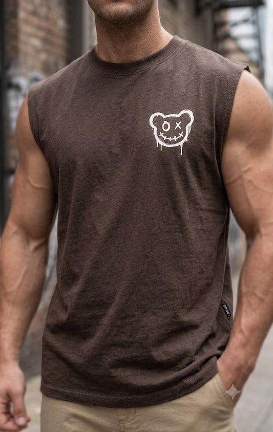 Camisa Casual sin mangas para Caballero Oversize/Cafe NK13