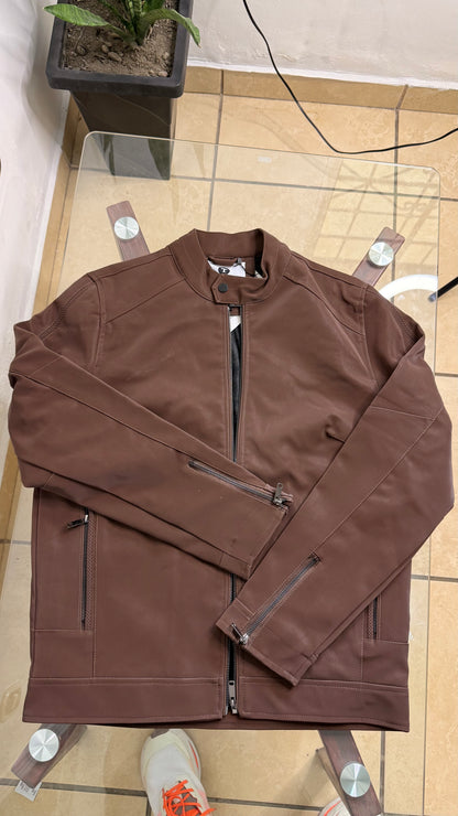 Jacket Impermeable Cuerina Touch & Go - Cafe KCN46