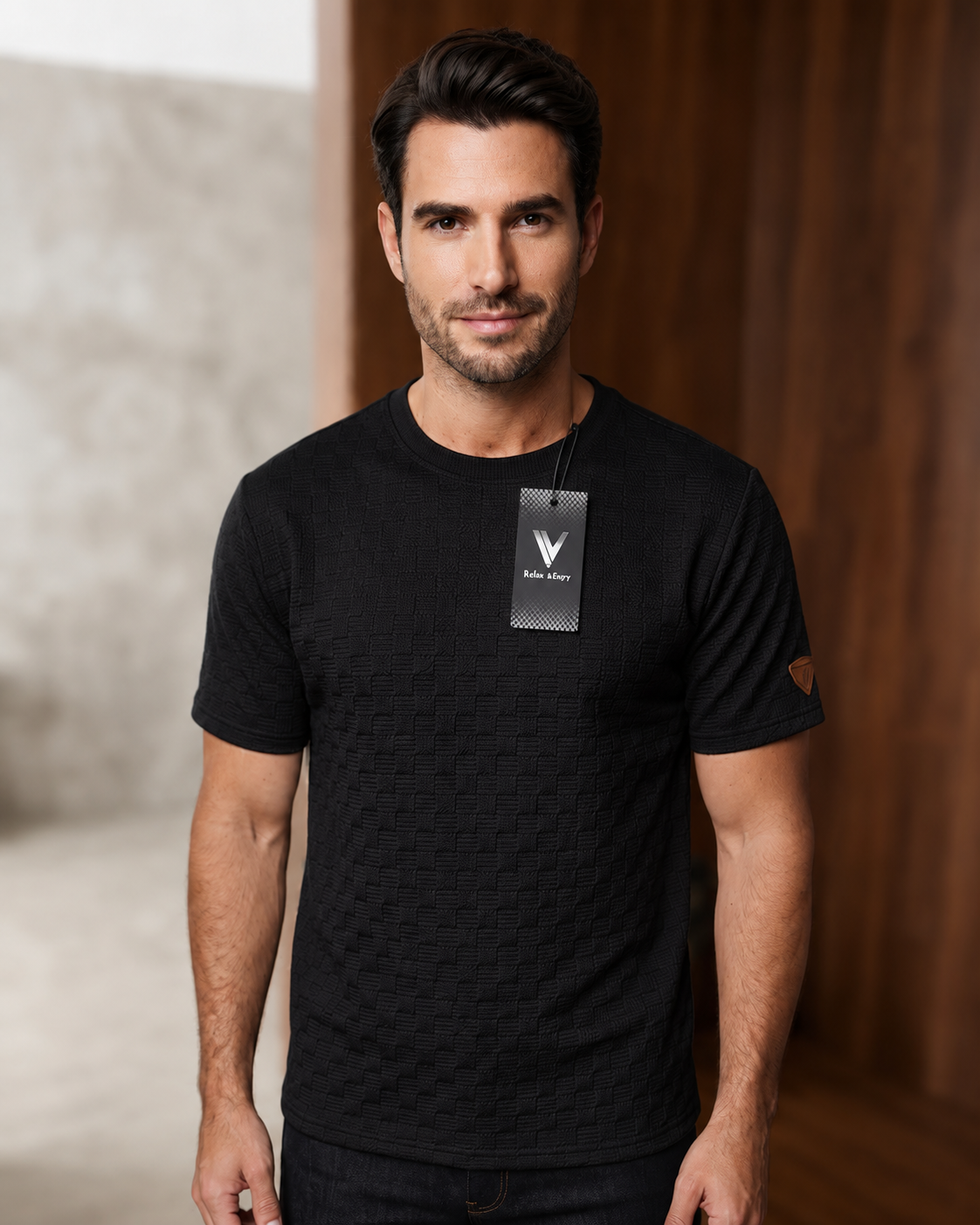 Camiseta Over Size con Alto relieve  Marca Interview -  Negro NK20