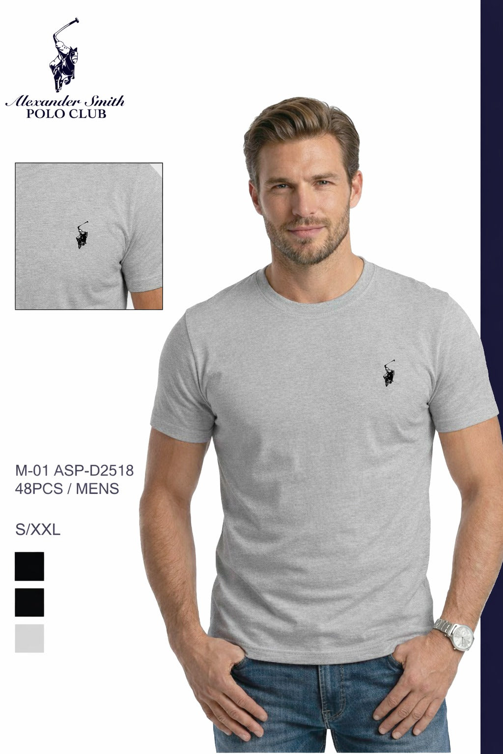 Camiseta Polo Club Alexader Smith - Gris KCN06