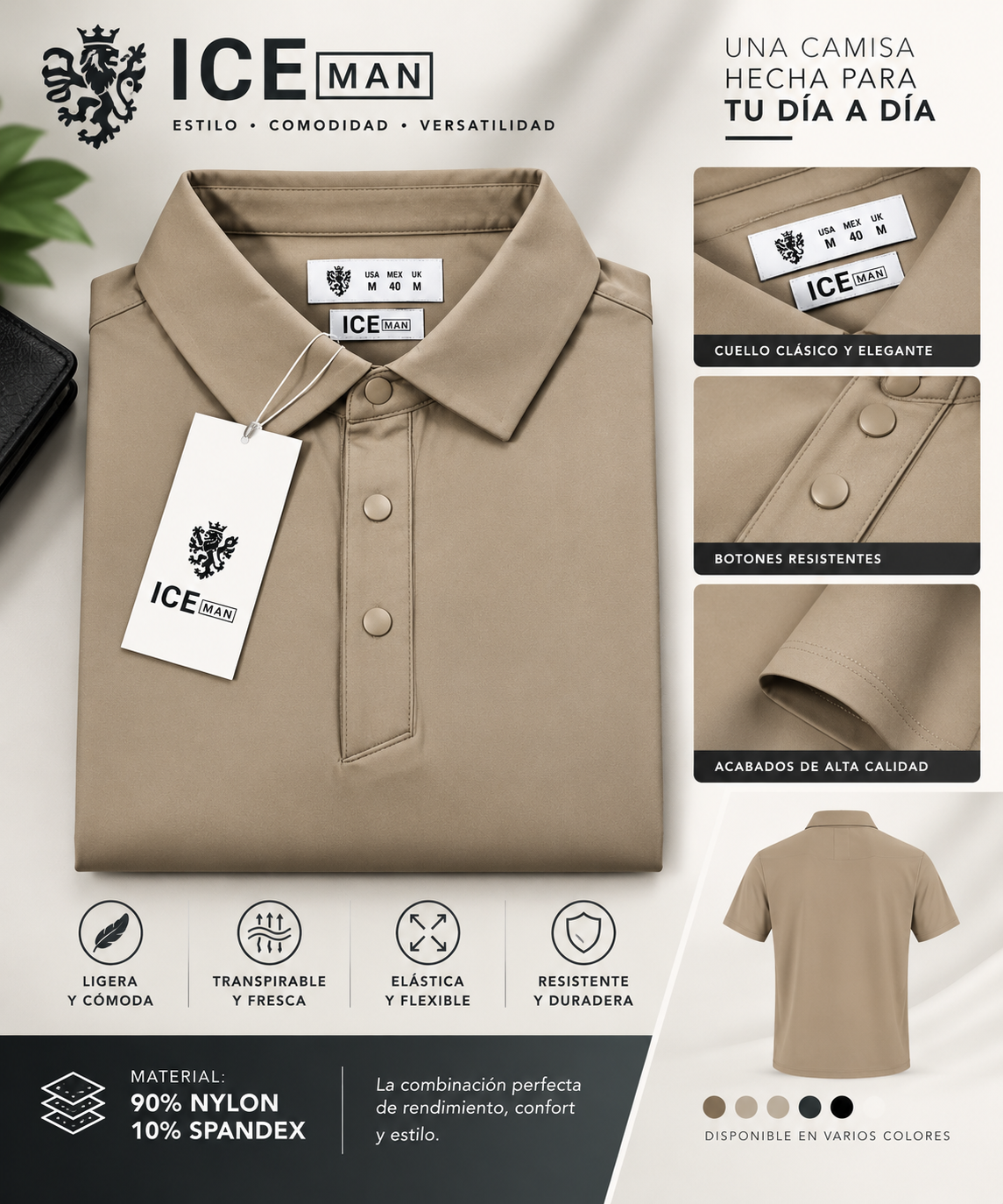 Camisa Ice Man Tipo polo Premium Beige  NK33