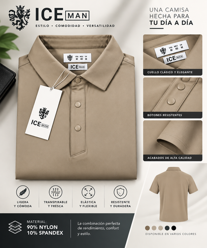 Camisa Ice Man Tipo polo Premium Beige  NK33