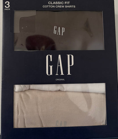3 Pack Camiseta Clásica GAP-Beige, Blanco y Café US28