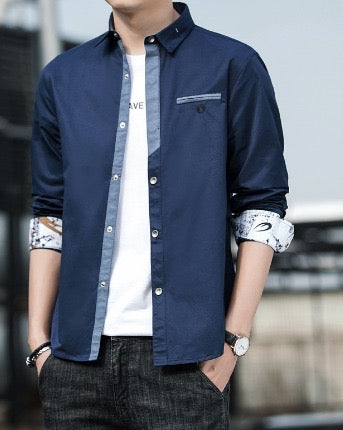 Camisa Manga Larga AZUL C005