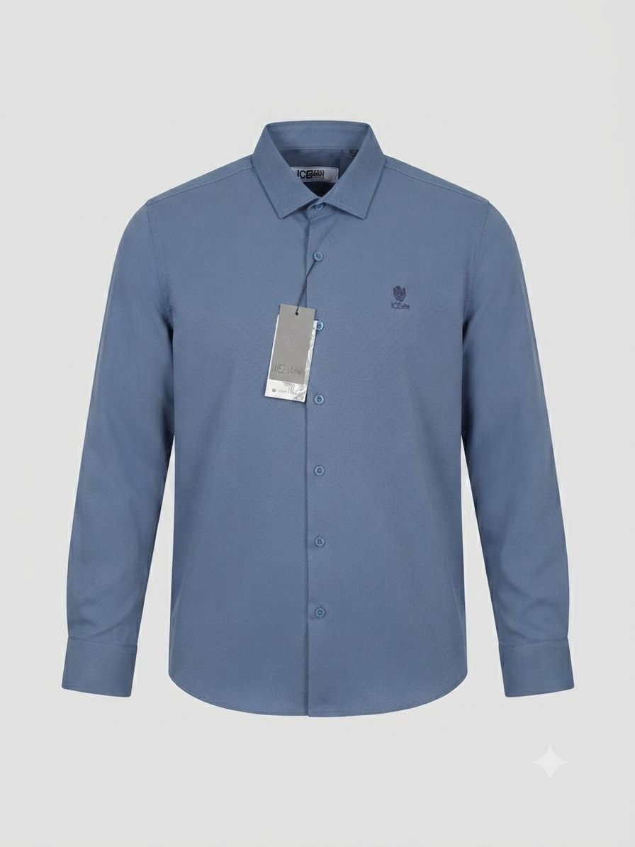 Camisa Formal Manga Marca Ice Man/ Azul Claro NK16
