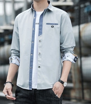 Camisa Manga Larga Gris Claro C005